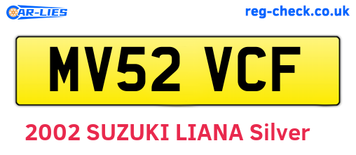 MV52VCF are the vehicle registration plates.