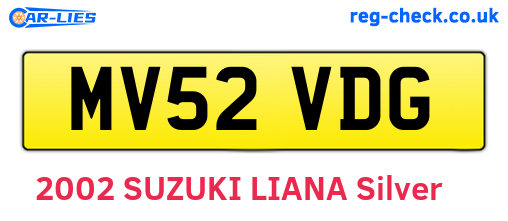 MV52VDG are the vehicle registration plates.