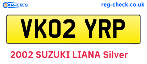 VK02YRP are the vehicle registration plates.