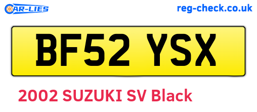 BF52YSX are the vehicle registration plates.