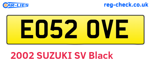 EO52OVE are the vehicle registration plates.