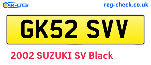 GK52SVV are the vehicle registration plates.