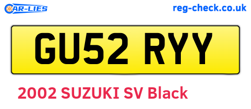GU52RYY are the vehicle registration plates.