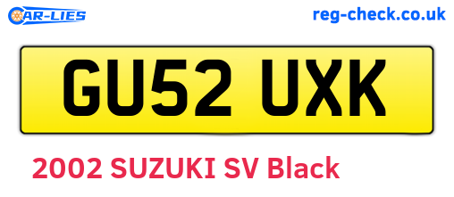 GU52UXK are the vehicle registration plates.