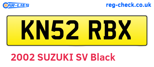 KN52RBX are the vehicle registration plates.
