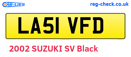 LA51VFD are the vehicle registration plates.