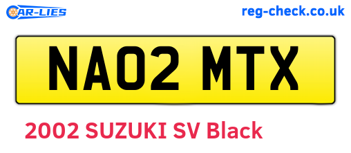 NA02MTX are the vehicle registration plates.