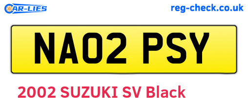 NA02PSY are the vehicle registration plates.