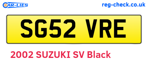 SG52VRE are the vehicle registration plates.