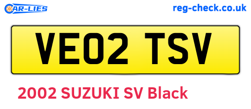VE02TSV are the vehicle registration plates.