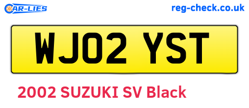 WJ02YST are the vehicle registration plates.