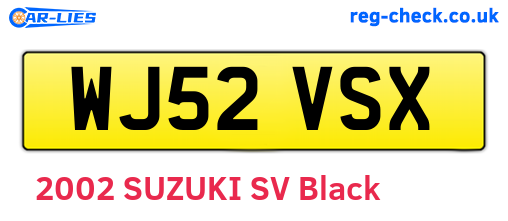 WJ52VSX are the vehicle registration plates.