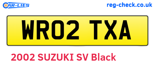 WR02TXA are the vehicle registration plates.