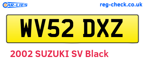 WV52DXZ are the vehicle registration plates.