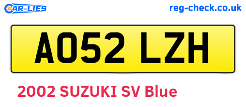 AO52LZH are the vehicle registration plates.