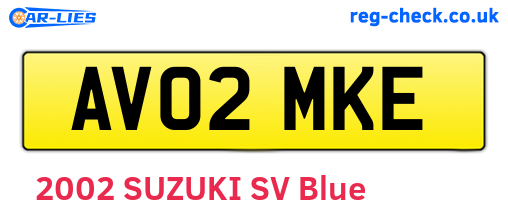 AV02MKE are the vehicle registration plates.
