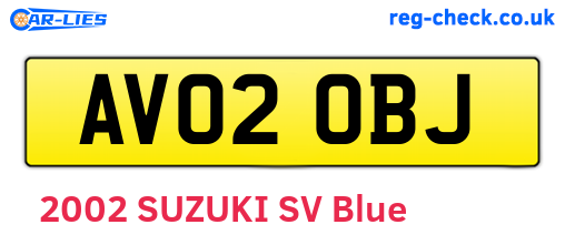 AV02OBJ are the vehicle registration plates.