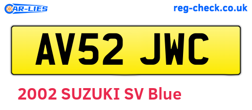 AV52JWC are the vehicle registration plates.