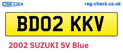 BD02KKV are the vehicle registration plates.