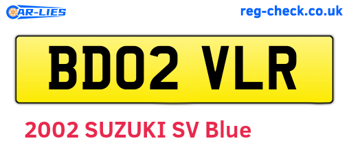 BD02VLR are the vehicle registration plates.