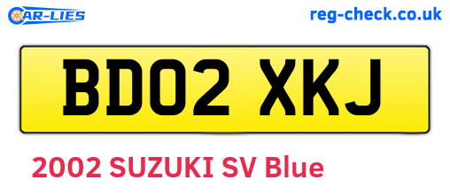 BD02XKJ are the vehicle registration plates.