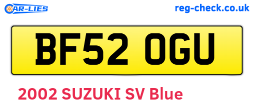 BF52OGU are the vehicle registration plates.