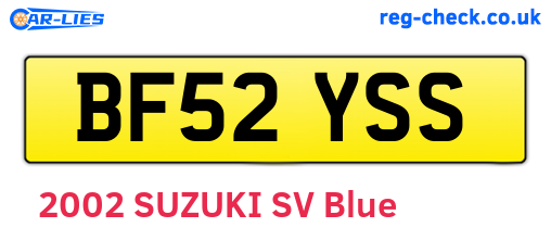 BF52YSS are the vehicle registration plates.