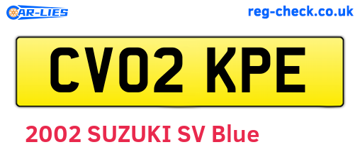CV02KPE are the vehicle registration plates.