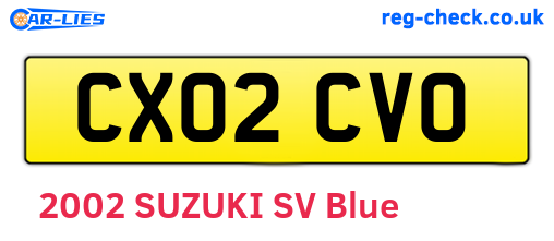 CX02CVO are the vehicle registration plates.