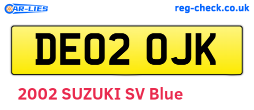 DE02OJK are the vehicle registration plates.