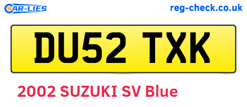 DU52TXK are the vehicle registration plates.