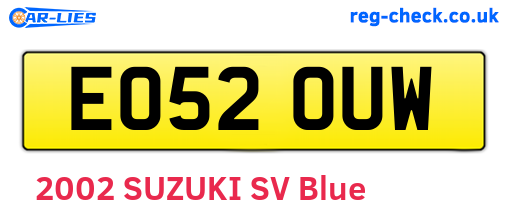 EO52OUW are the vehicle registration plates.
