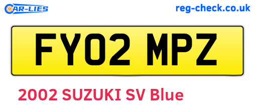 FY02MPZ are the vehicle registration plates.