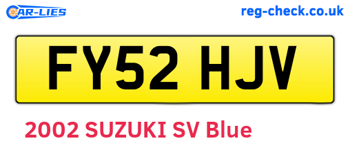 FY52HJV are the vehicle registration plates.