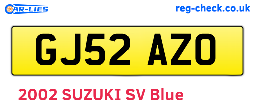 GJ52AZO are the vehicle registration plates.