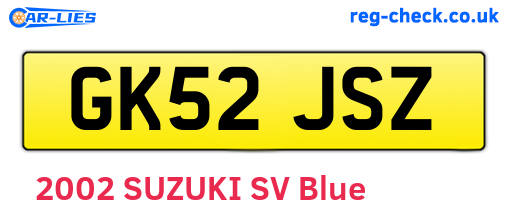 GK52JSZ are the vehicle registration plates.