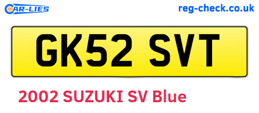 GK52SVT are the vehicle registration plates.