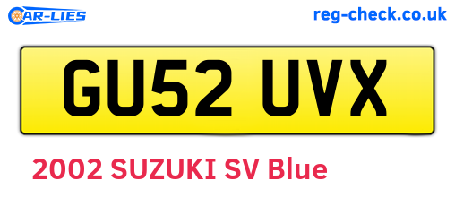 GU52UVX are the vehicle registration plates.