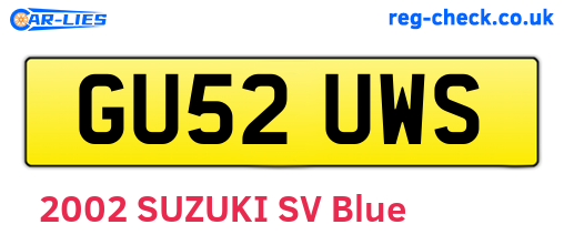 GU52UWS are the vehicle registration plates.
