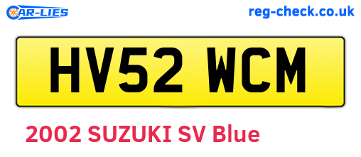 HV52WCM are the vehicle registration plates.