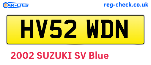 HV52WDN are the vehicle registration plates.