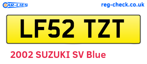 LF52TZT are the vehicle registration plates.