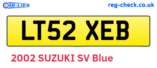 LT52XEB are the vehicle registration plates.