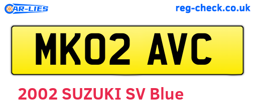 MK02AVC are the vehicle registration plates.