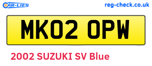 MK02OPW are the vehicle registration plates.