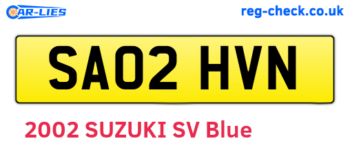 SA02HVN are the vehicle registration plates.