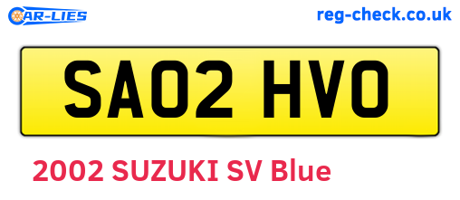 SA02HVO are the vehicle registration plates.