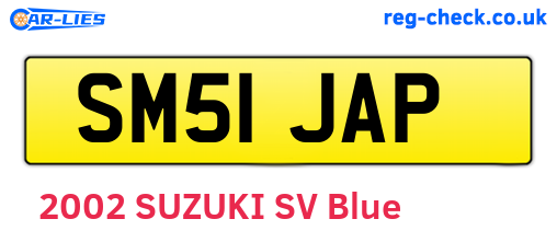 SM51JAP are the vehicle registration plates.