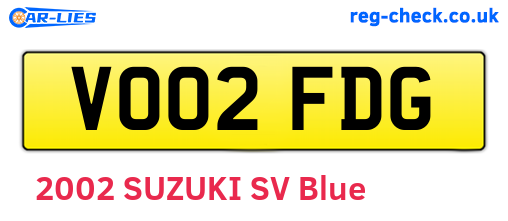 VO02FDG are the vehicle registration plates.