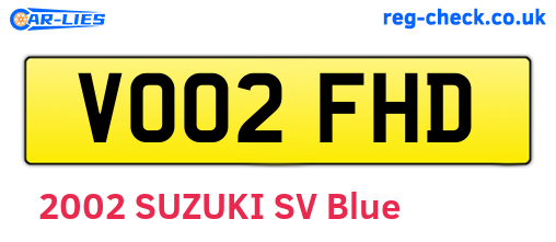 VO02FHD are the vehicle registration plates.